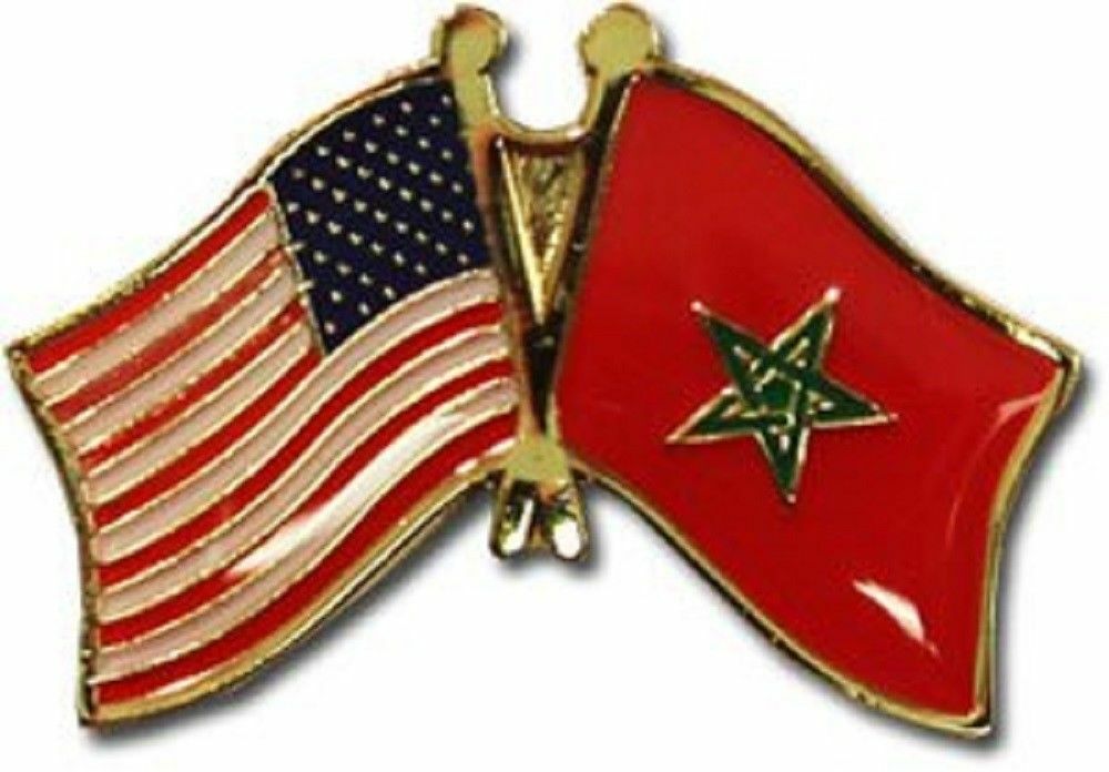 USA American Morocco Friendship Flag Bike Motorcycle Hat Cap lapel Pin