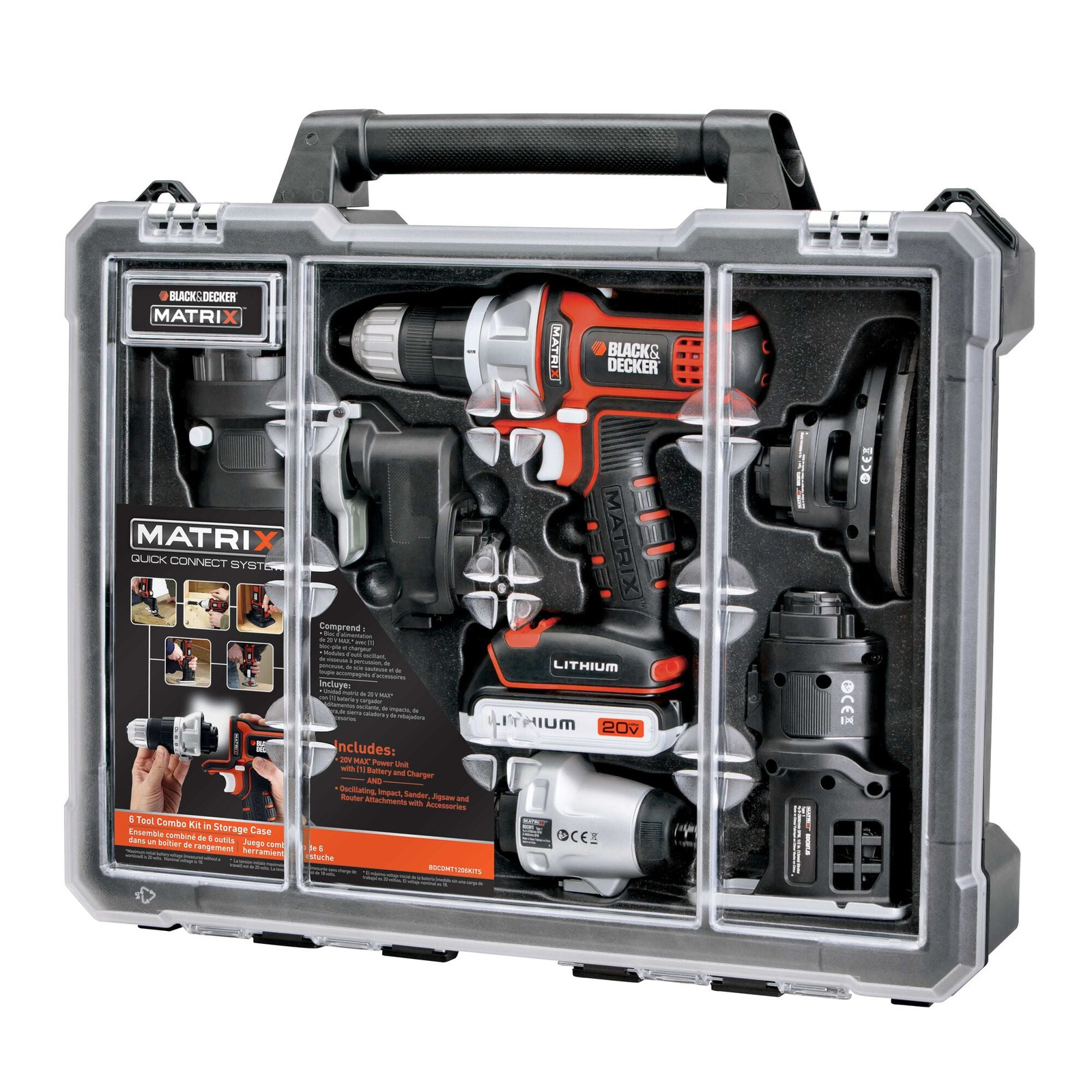 BLACK+DECKER Matrix(TM) 20V Max* 6-Tool Combo Kit With Case - BDCDMT1206KITC