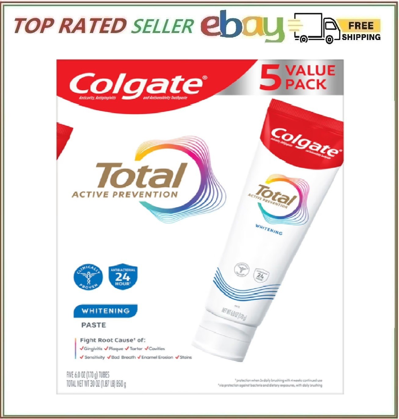 Colgate Total Whitening Toothpaste, 6 oz., 5 pk.