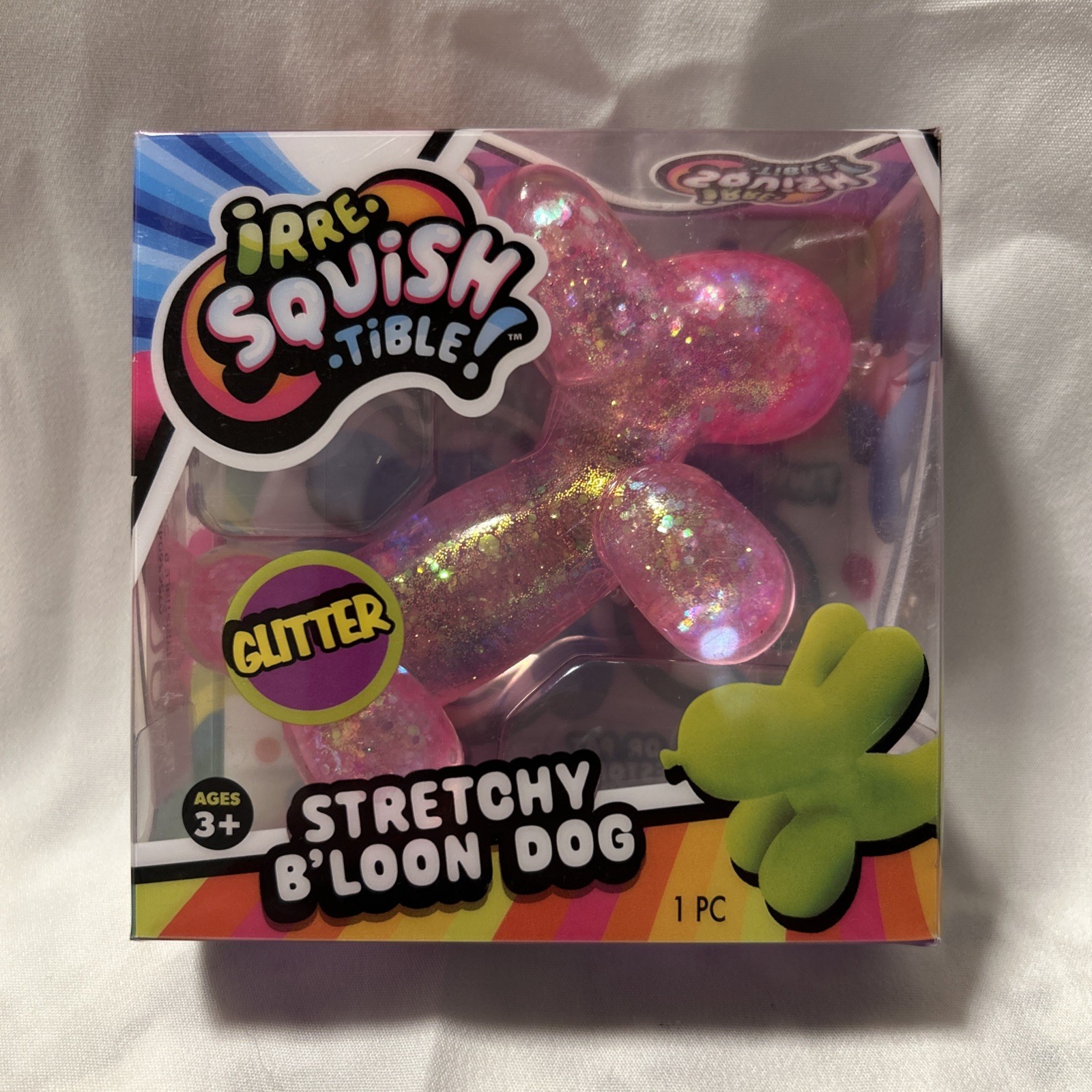 Squishy Pink Glitter Stretchy B’loon Dog Stress Relief Toy