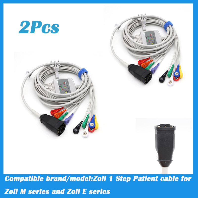 2Pcs 10-Lead Patient Cable 15pin One-piece ECG Cable Fit For Zoll M/E Series