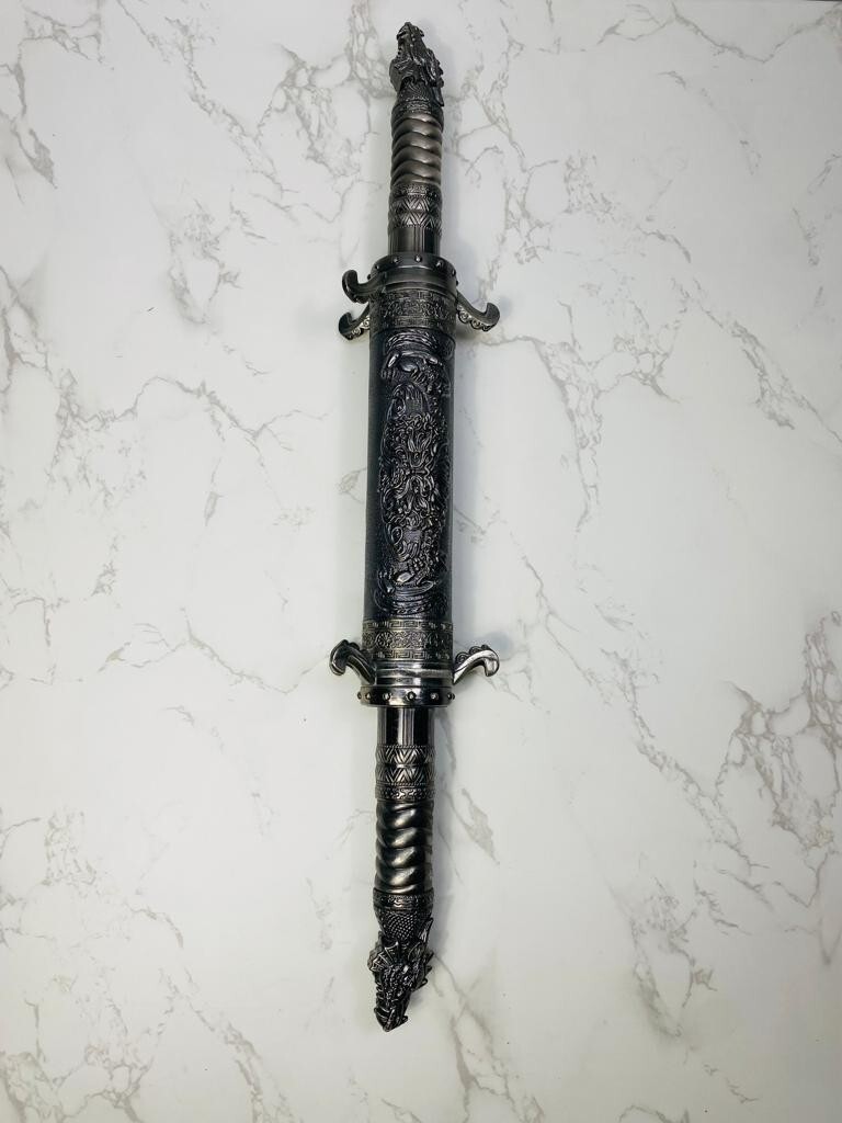 Metallic Twin Dragon Scroll Daggers