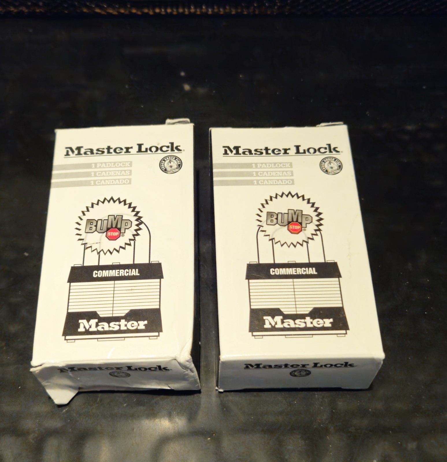 Master Lock Commercial Keyed Different Bump Stop 2 Pack Shackled Brass W/Chain