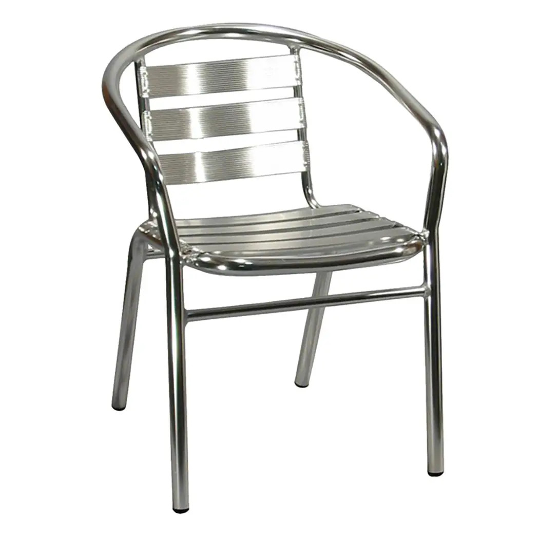 H&D Commercial Seating 7011 Outdoor All Aluminum Restaurant Chair Chrome Finish