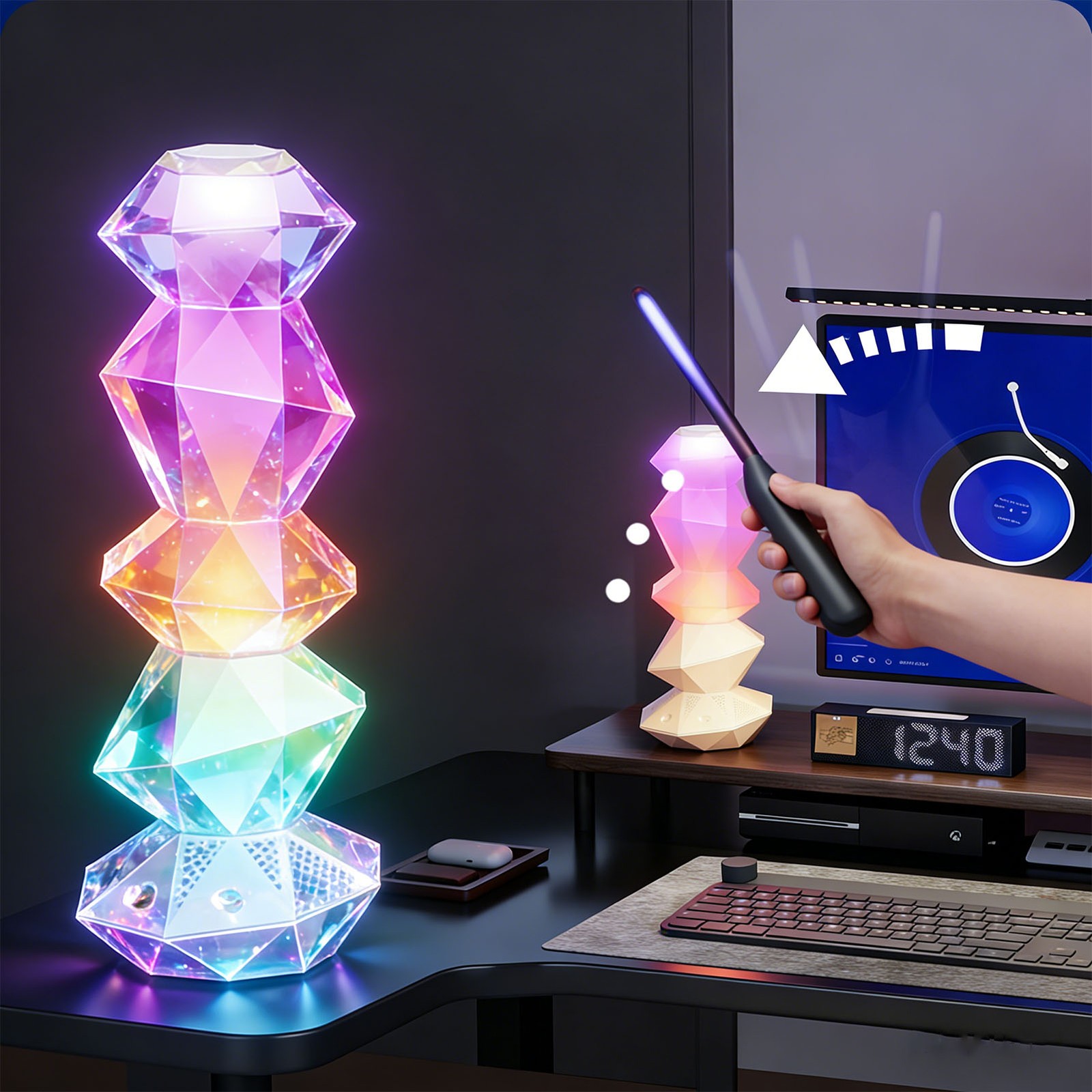 4-360 Degree Rotating Bluetooth Speaker Night Light For Home Decor