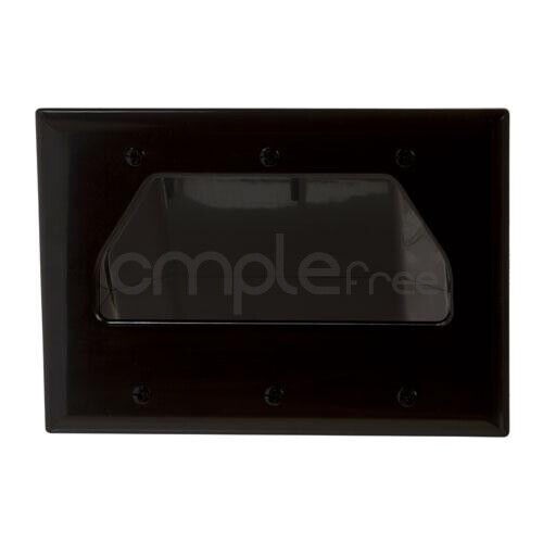 Datacomm 3 Gang Recessed Low Voltage Cable Plate, Black