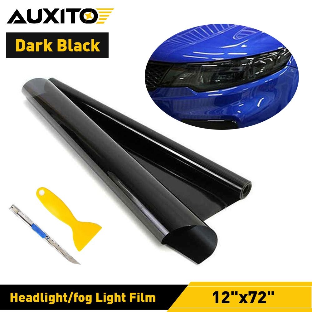 12"x72" Gloss Dark Black Smoke Headlight Taillight Light Fog Tint Film Vinyl