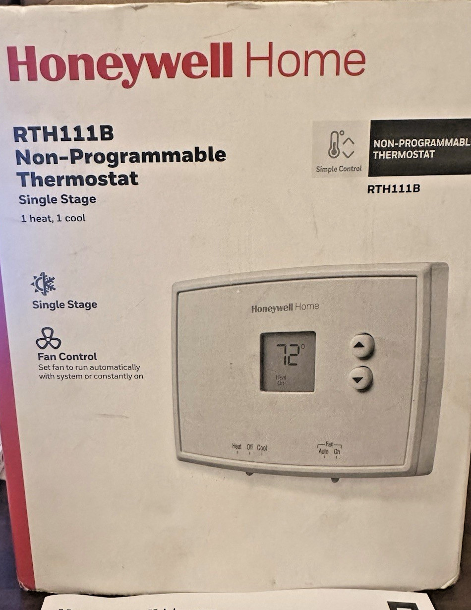Honeywell Home RTH111B Non-Programmable 1H/1C Battery Thermostat White NOB