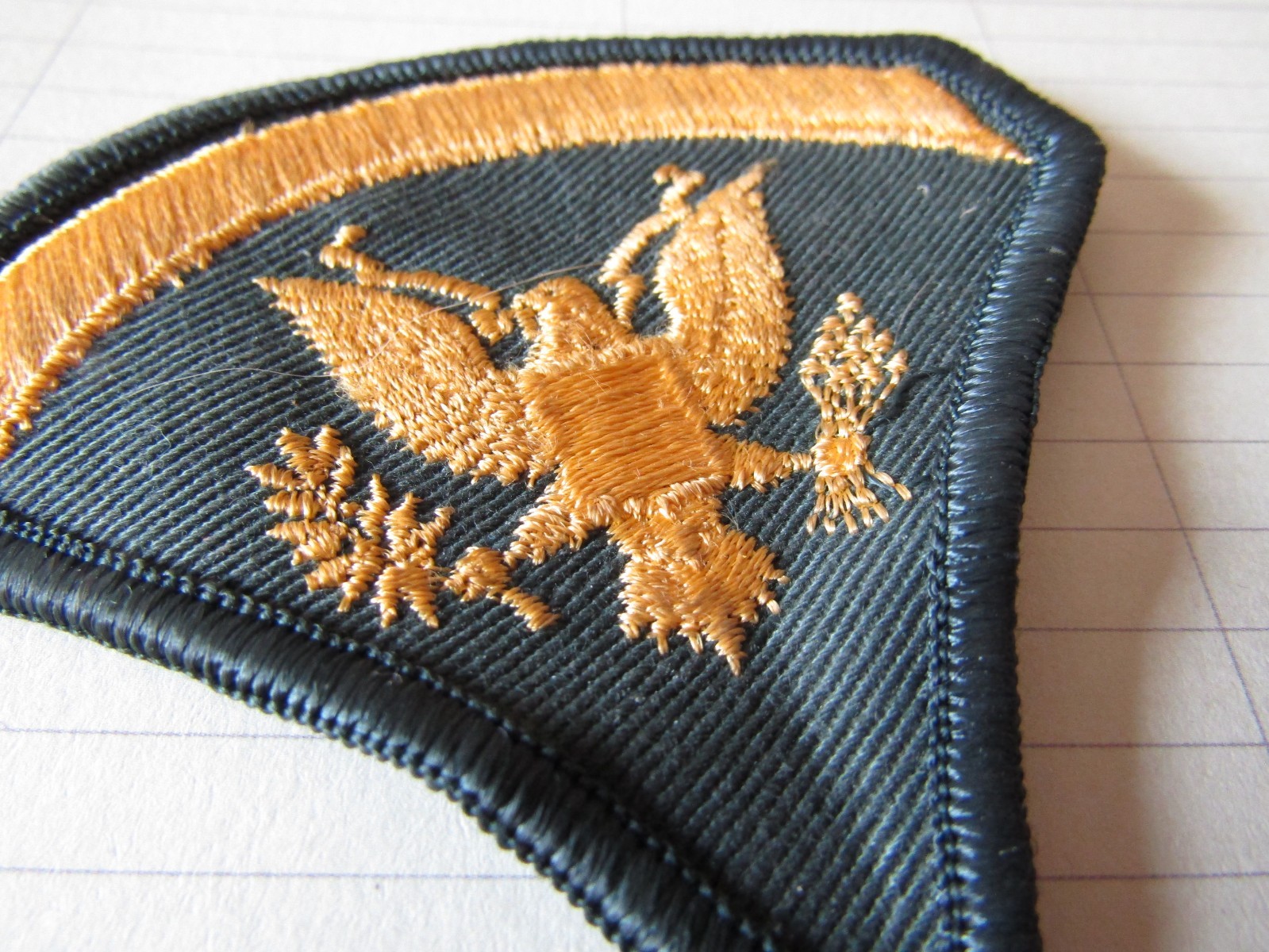 US Army Specialist 5 Spec Rank Insignia Patch Olive Green Gold Bird Vintage