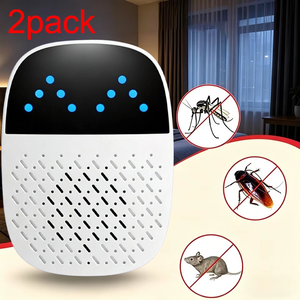 2PACK Ultrasonic Pest Repeller Plug In Electronic Mouse Roach Repellent Home