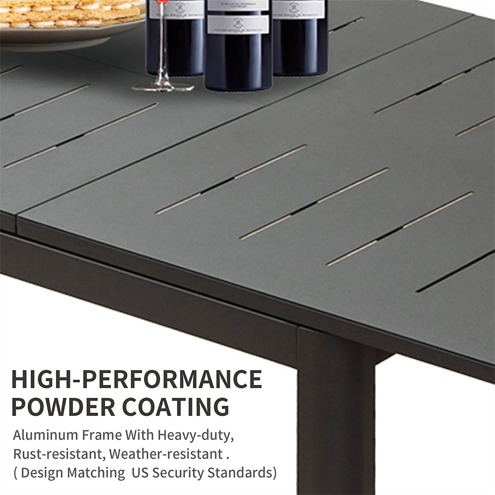 Expandable Patio Dining Table Rectangular 6-8 Person Outdoor Metal for Garden