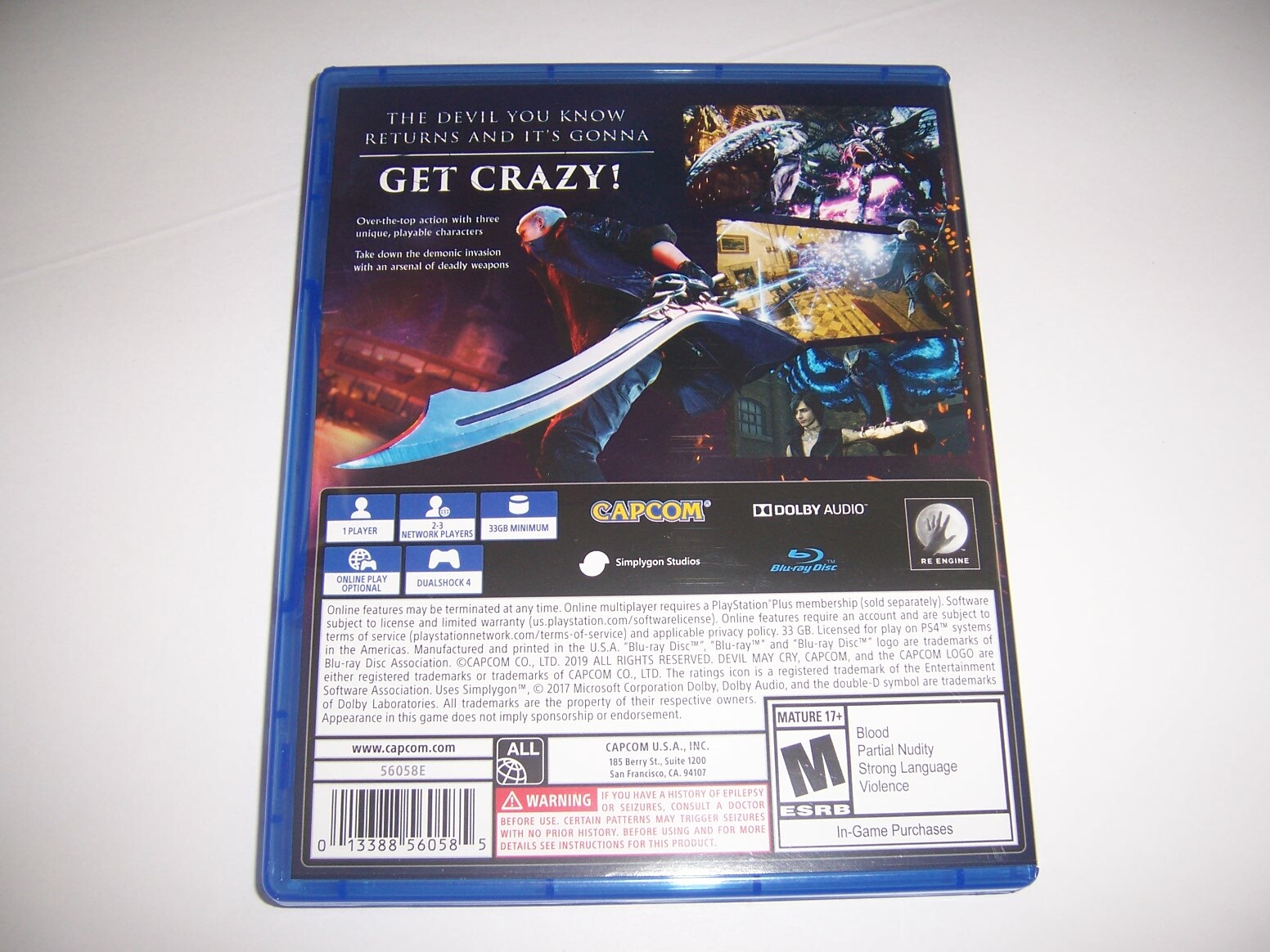 Original Box Case Replacement Sony PlayStation 4 PS4 Devil May Cry 5 Five