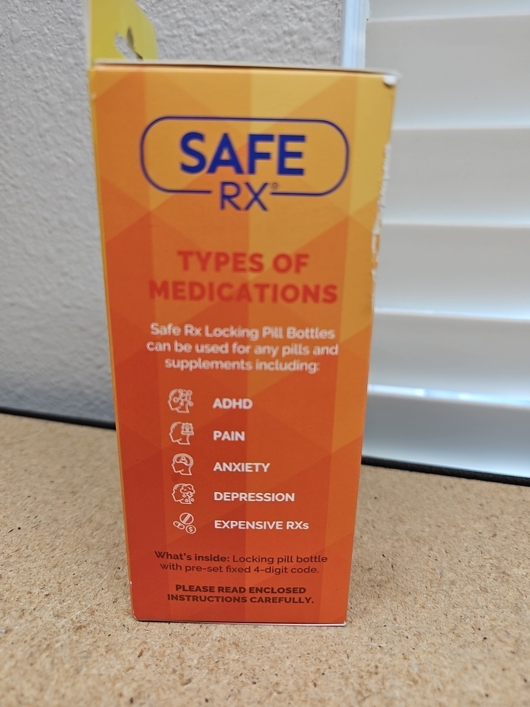 SAFE RX LARGE LOCKING PRESCRIPTION PILL MEDICATION VIAL STORAGE CODE LOCK NEW A7