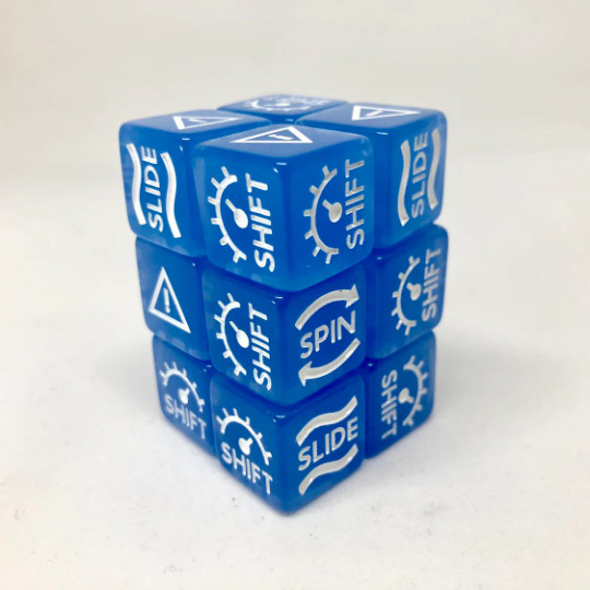 12x Gaslands Dice - Translucent BLUE with White Marks - Skid/Handling Dice 16mm