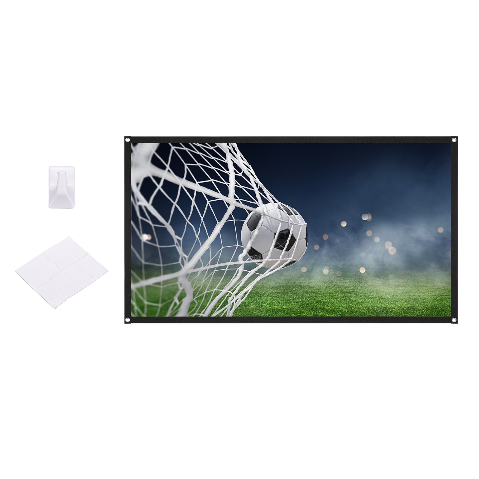72in Portable Projector Screen, 4K HD 16:9, Hook Style Ambient Light