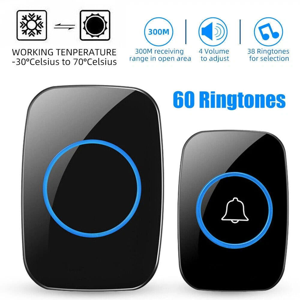 Wireless Doorbell Chime Waterproof  Receiver Adjustable Volume 1000FT Kit USA