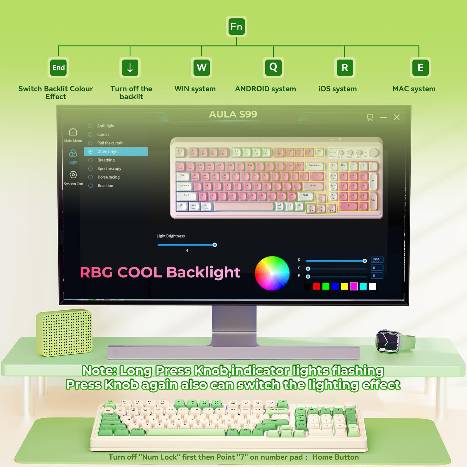 Aula S99 Gaming Keyboard Wireless Computer Keyboards Tri-Mode
