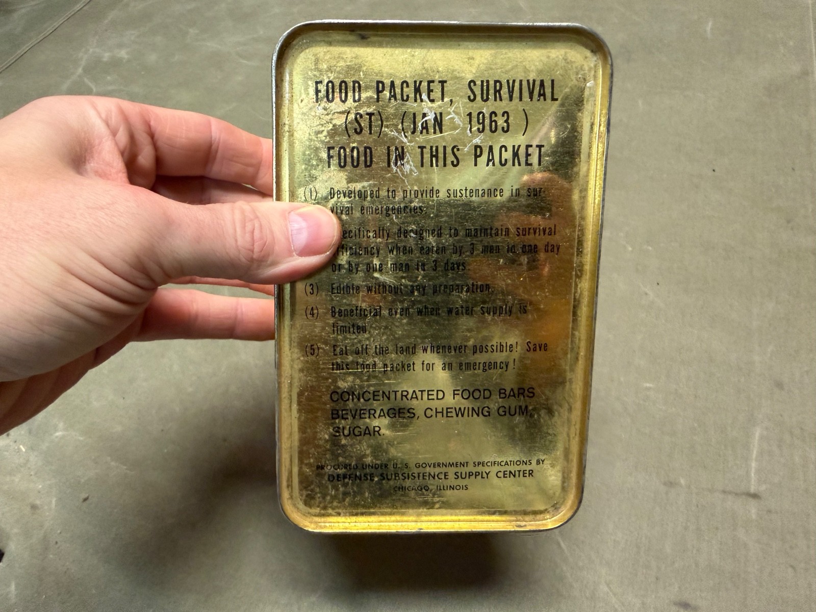 ORIGINAL VIETNAM WAR US ARMY AIR FORCE EMERGENCY SEALD SURVIVAL FOOD PACKET-1963