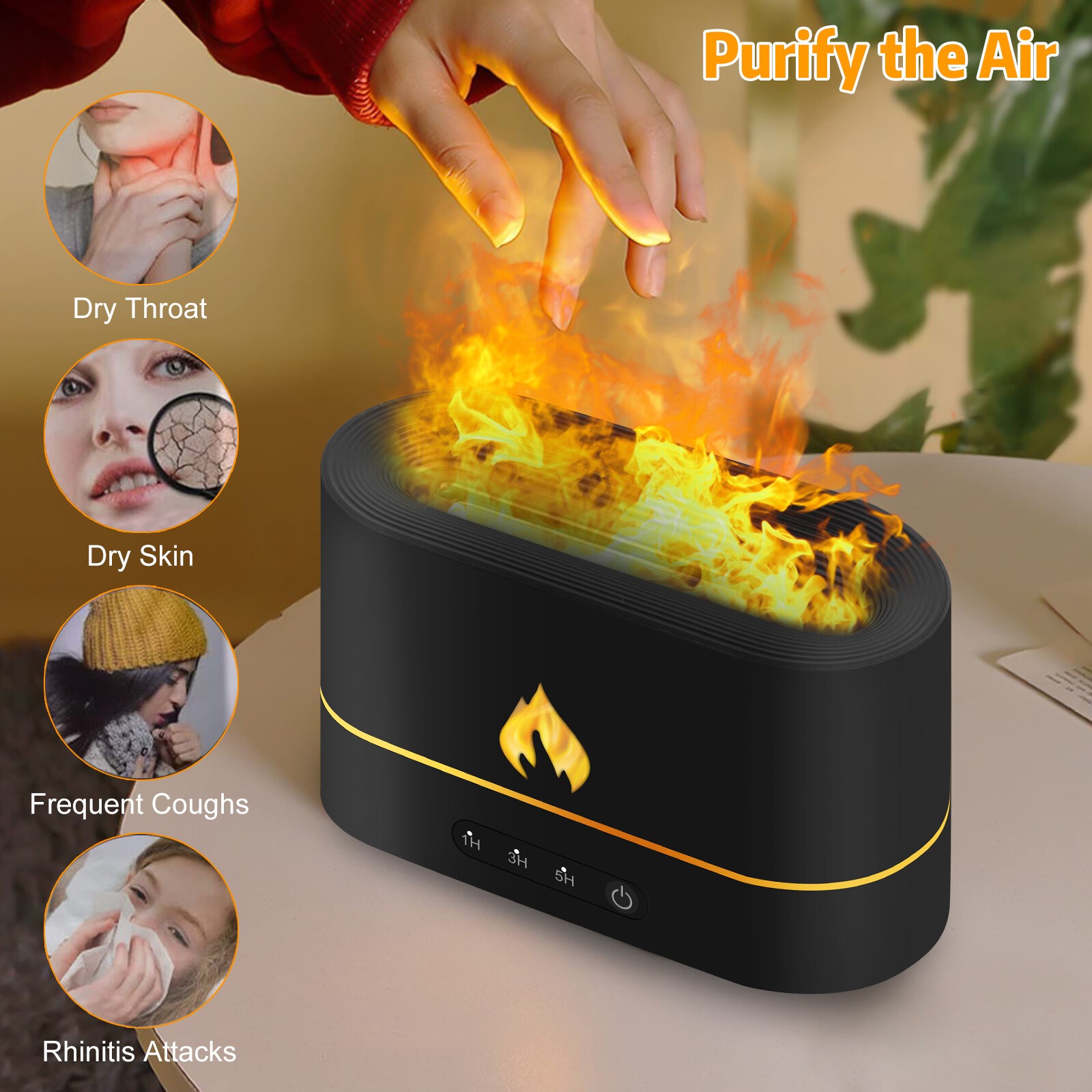 250ml USB Air Humidifier Essential Oil Aroma Diffuser 3D Flame Mist Home Decor