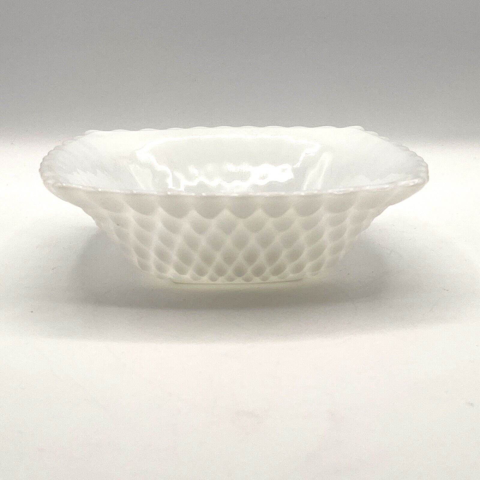 Vintage Anchor Hocking  Milk Glass Diamond Point Square Candy Nuts Trinket Dish