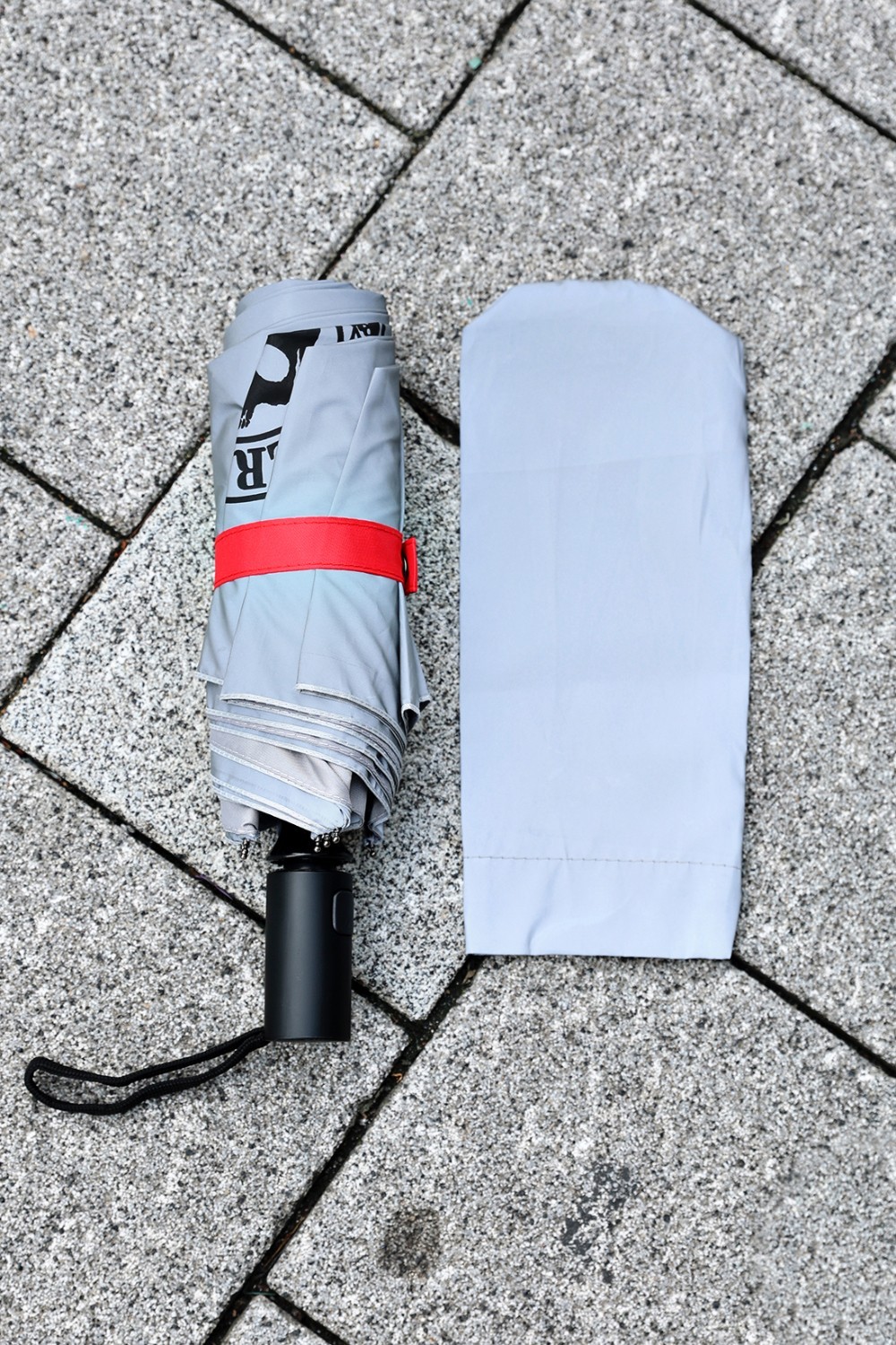 ByTheR Logo Reflective Compact Push Button 3-Stage Automatic Umbrella Gray