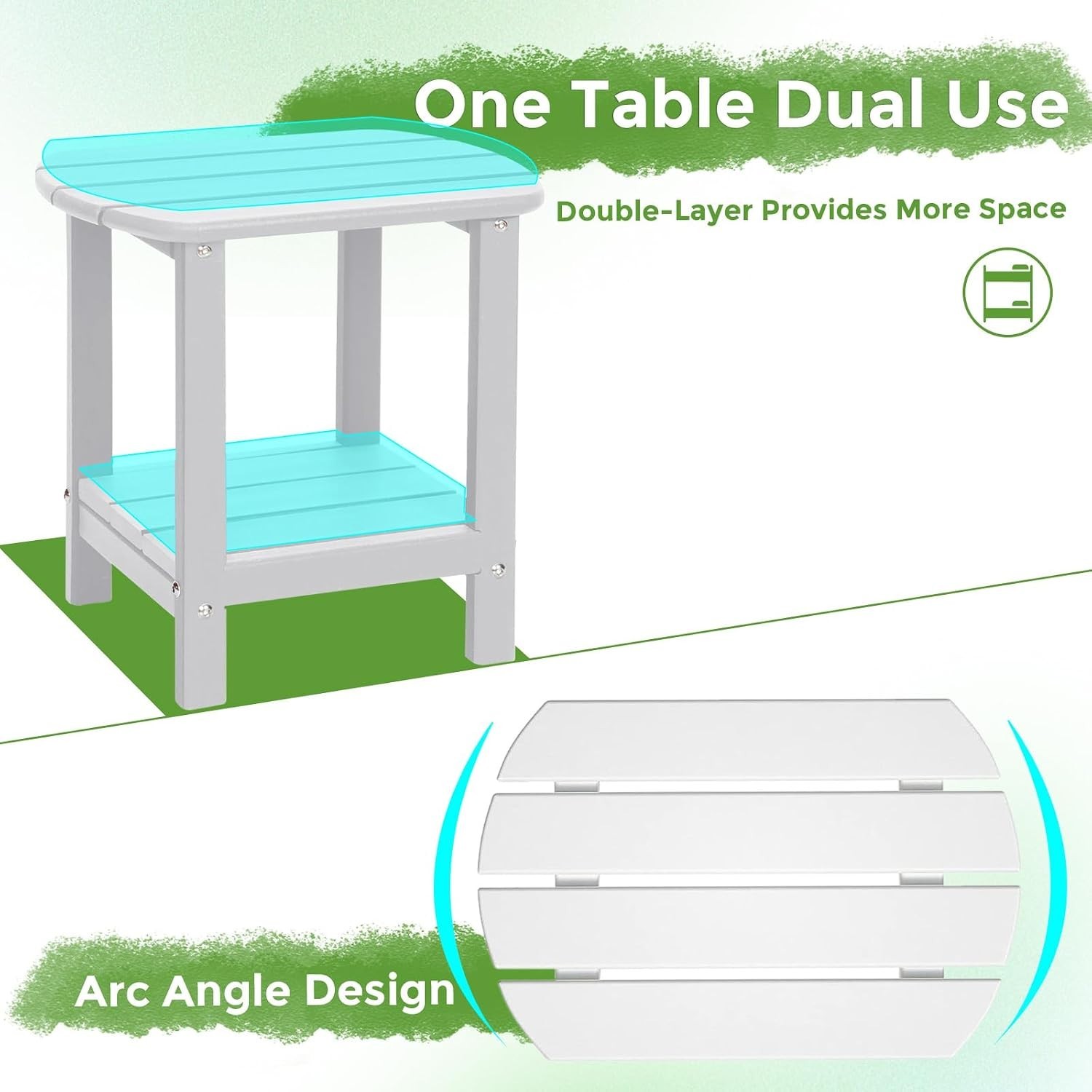 Adirondack Square Outdoor Side Table – Durable, Eco-Friendly & Weather-Resist...