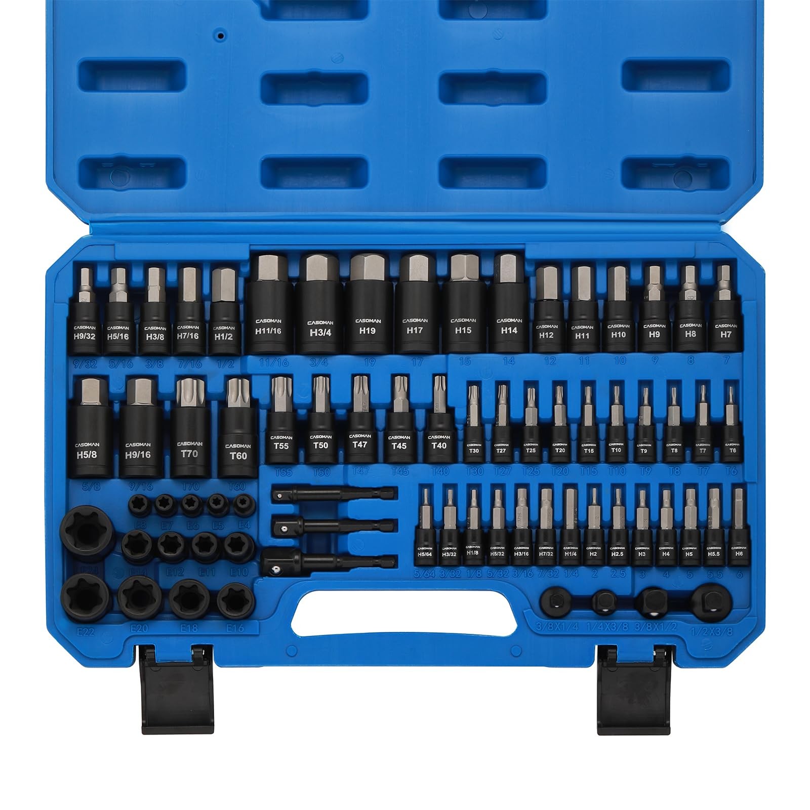 CASOMAN 71-Piece Master Hex & Torx Bit Socket Set, 1/4" & 3/8" & 1/2" Drive,...