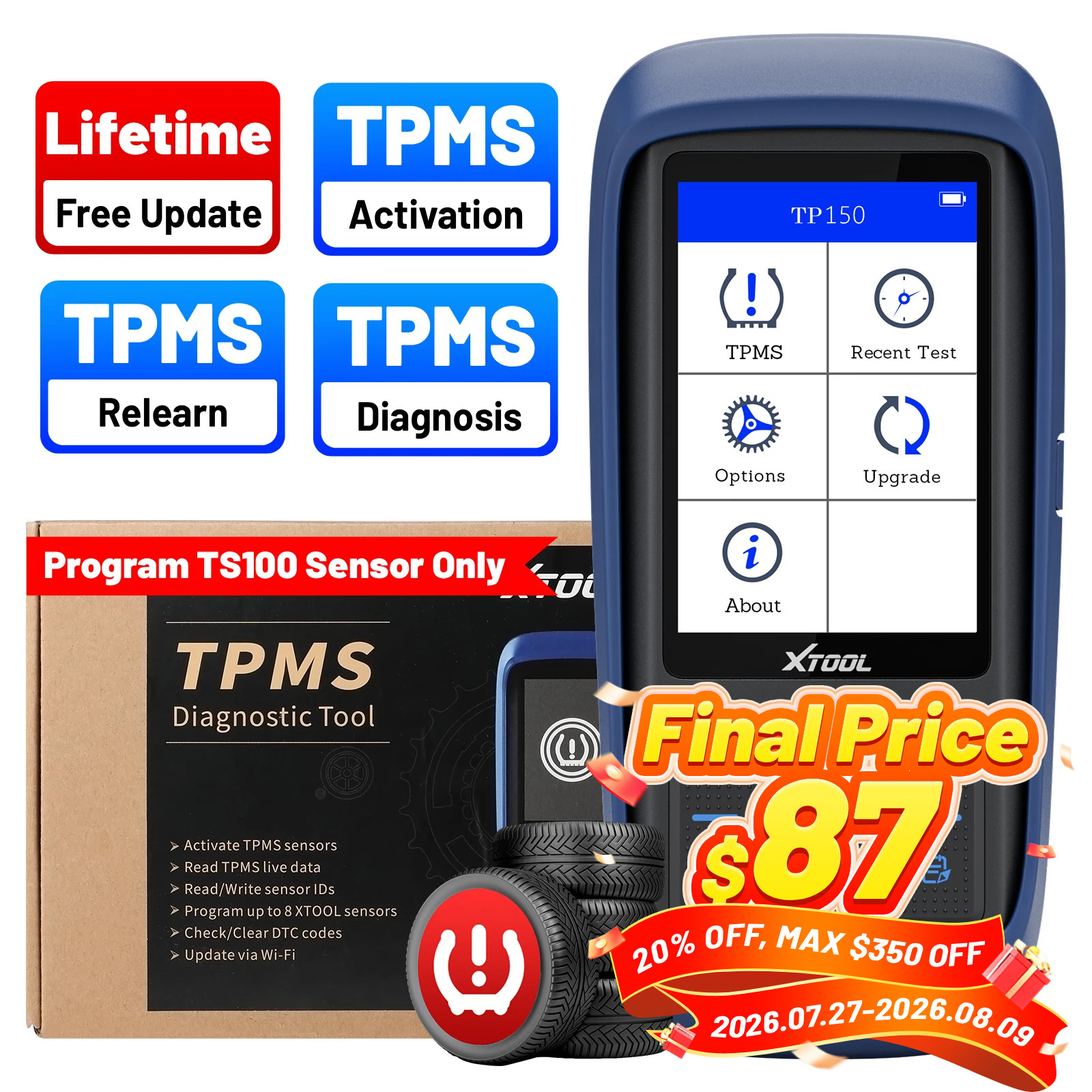 XTOOL USED TP150 TPMS Programming Tool Universal TPMS Relearn/ Reset/ Activate