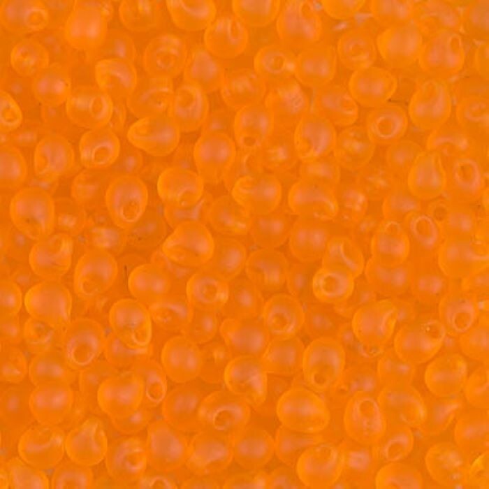 DP-138F, Matte TRANSPARENT Orange, 10g,  3.4mm drop/fringe beads, (db-11)