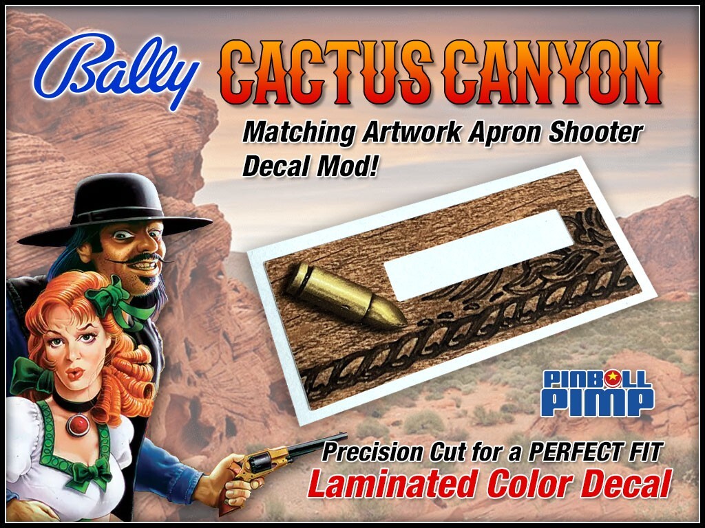 Bally CACTUS CANYON Pinball - Apron Shooter DECAL MOD - Artwork Matching!