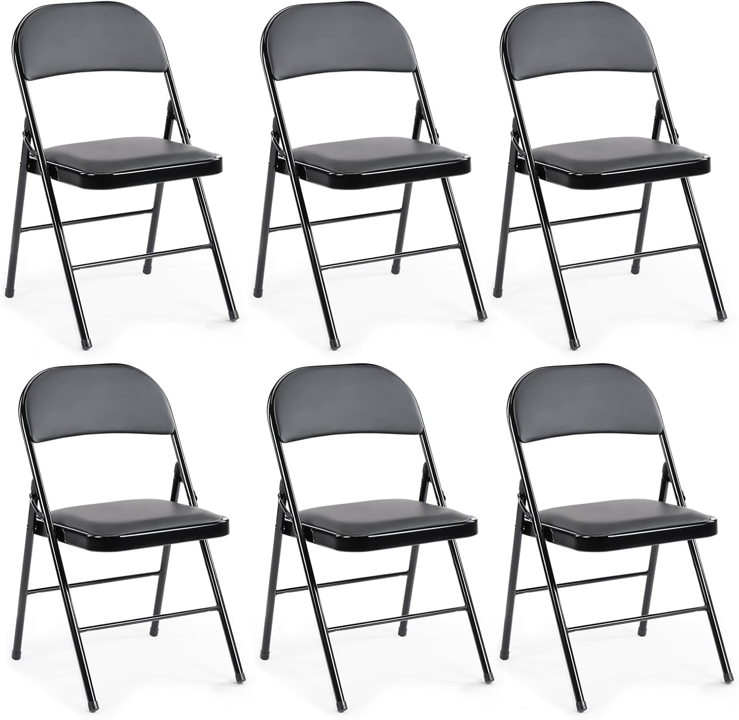 2 Pack Leather Padded Folding Chair Indoor Outdoor Portable Stackable Commercial