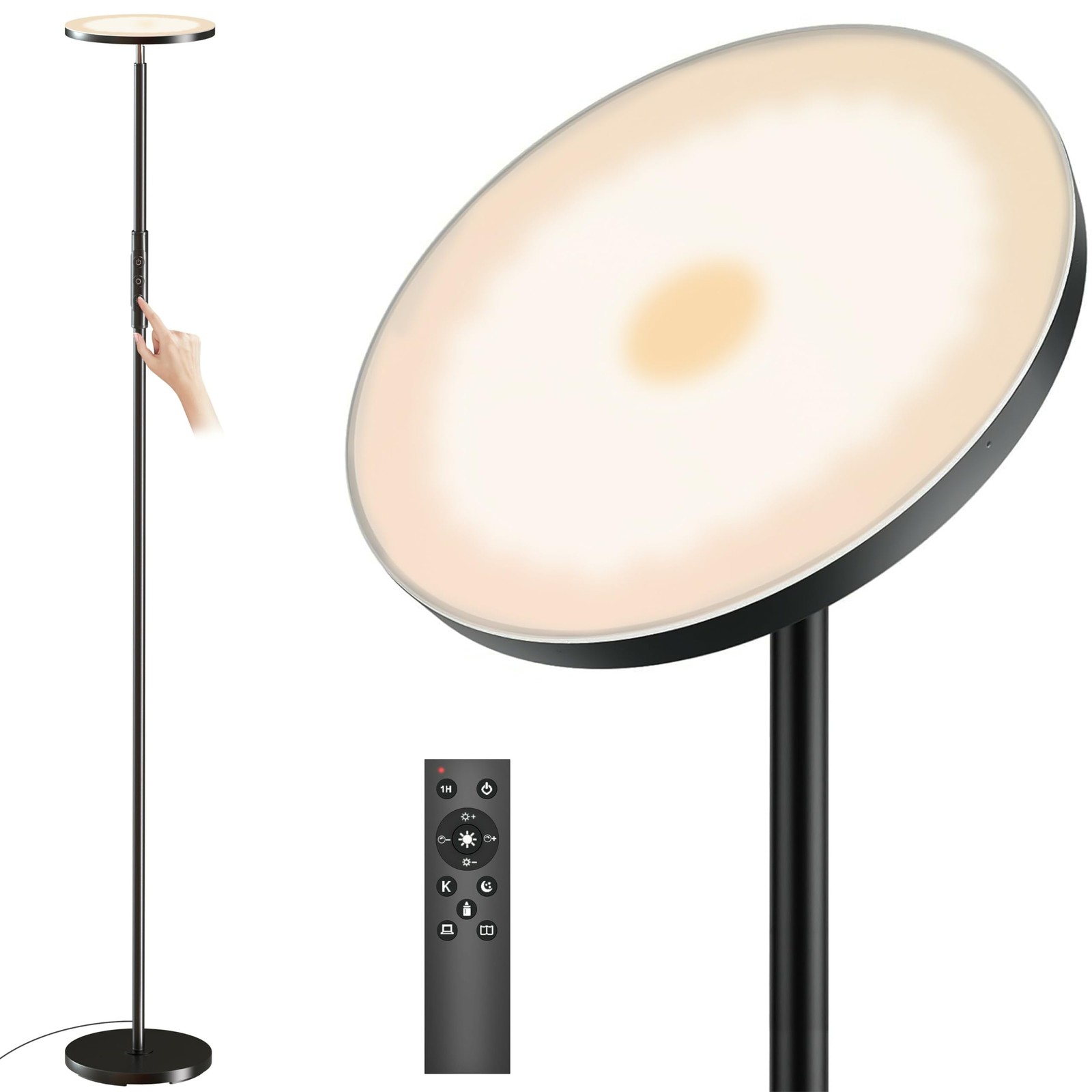 Super Bright Floor Lamp for Living Room, Stepless Dimmable LED Standing Lamp ...