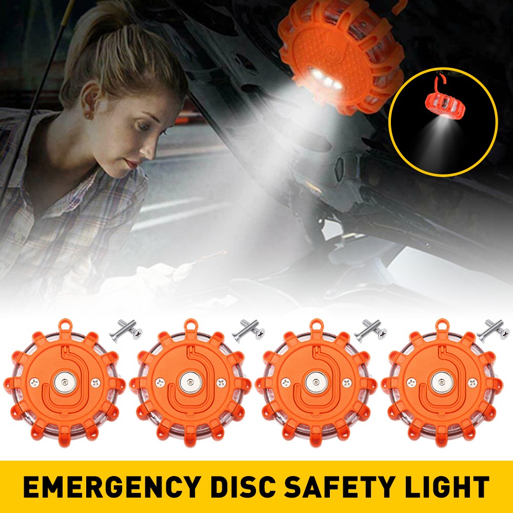4X LED RV Bicycles Emergency Disc Light Safety Flashing Roadside Beacon Warning
