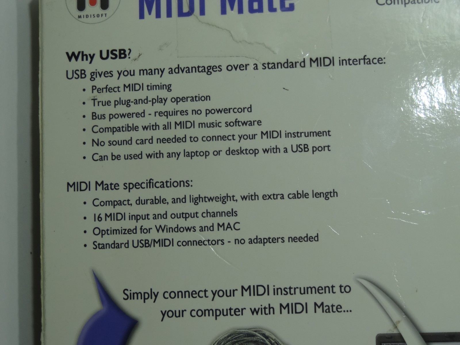 Midisoft Midi Mate Universal USB/MIDI Interface Cable for Windows and Mac