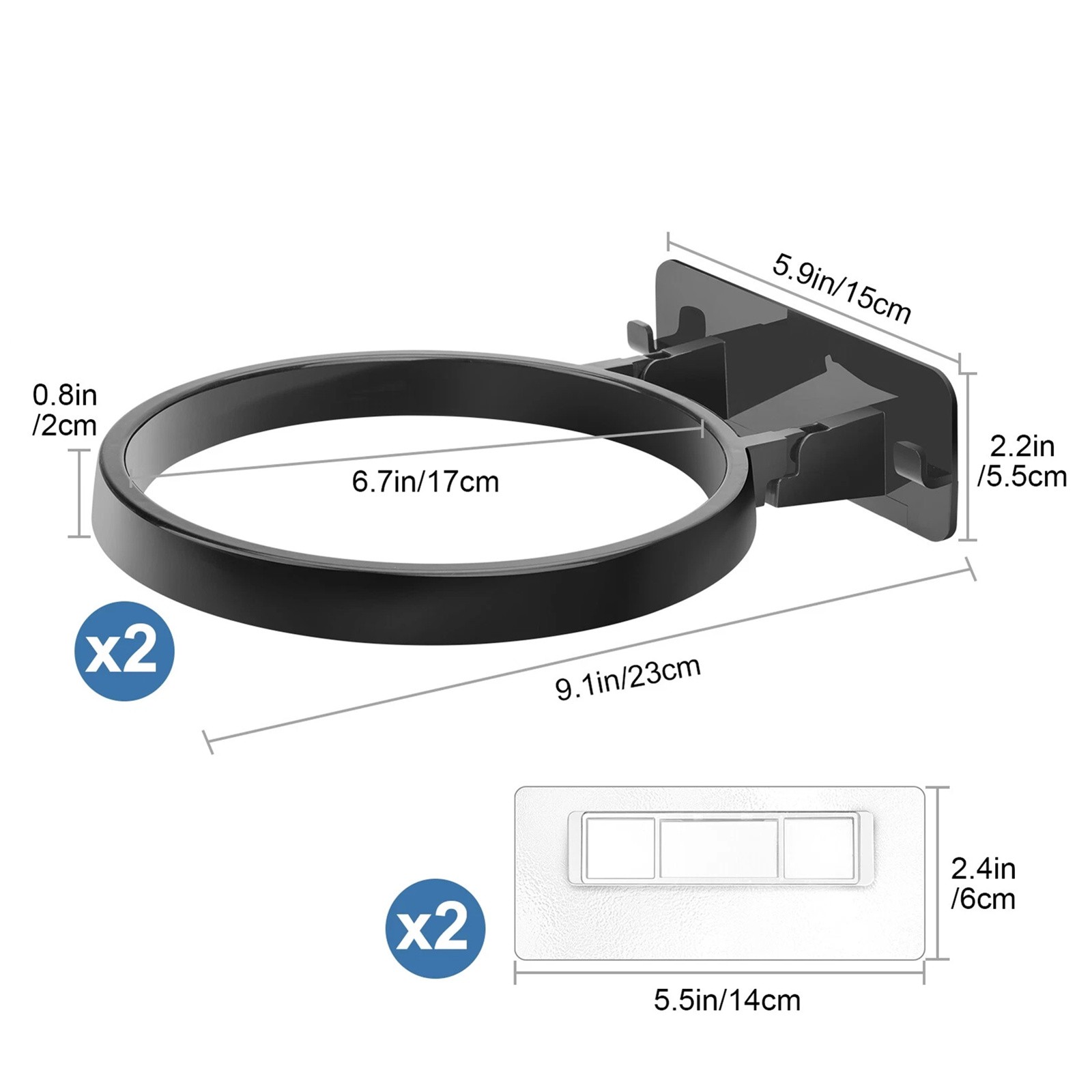 2PCS Black Durable Wall Mounted Polypropylene Basketball Storage Rack Holder
