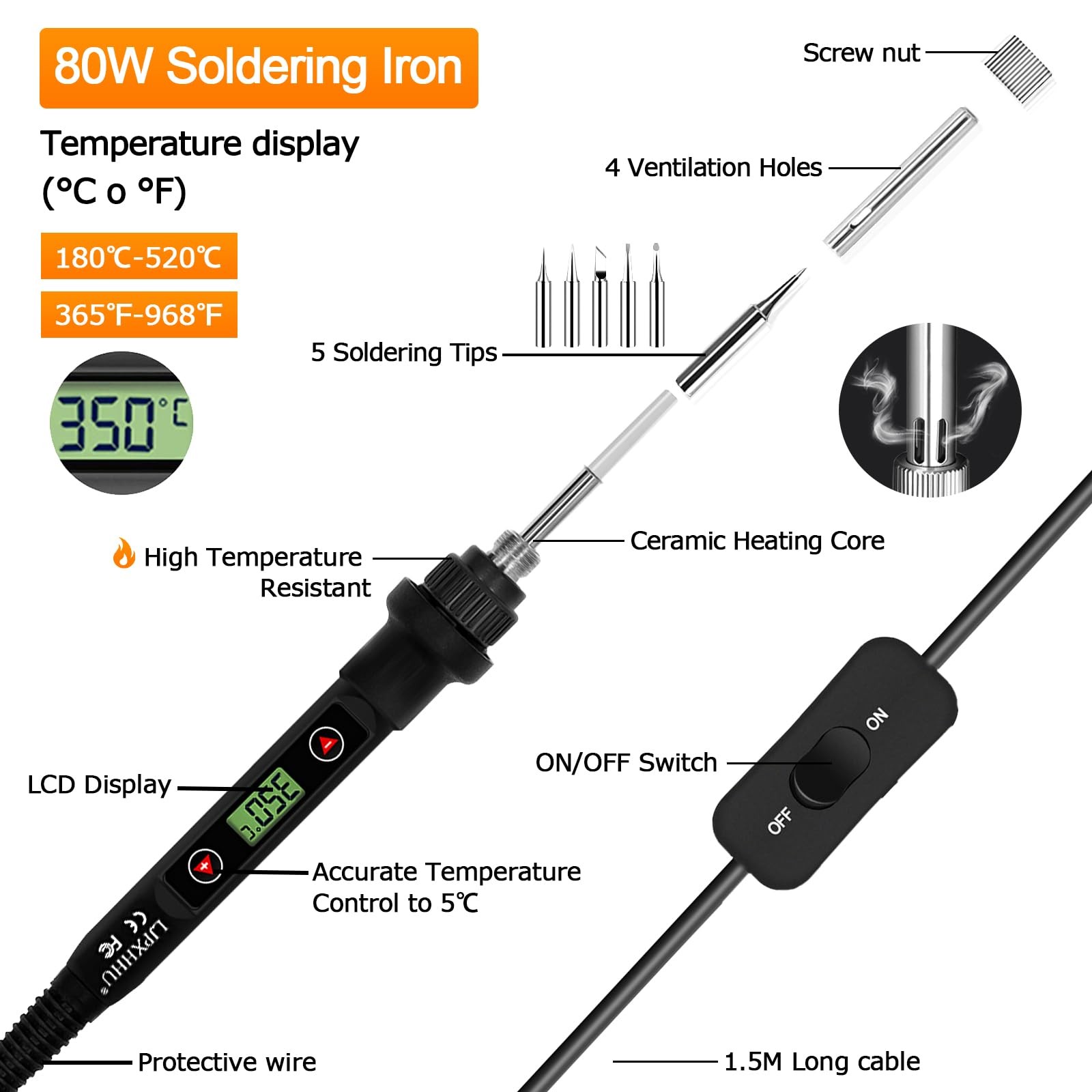 Soldering Iron Kit 80w Lcd Adjustable Temperature 180520? Solder Kit Electronics
