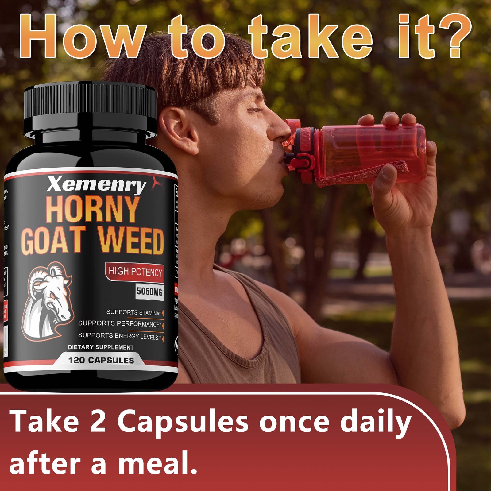 Horny Goat Weed Capsules - Men's Health,Testosterone Booster, Energy & Endurance