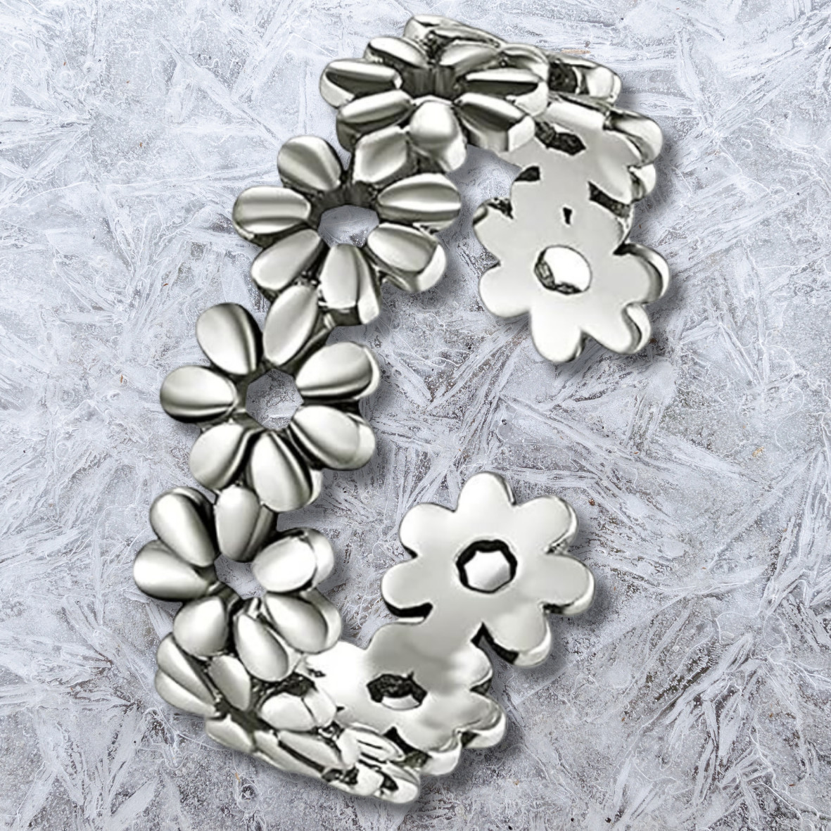 Hawaiian Toe Ring Solid Sterling Silver 925 Daisy Flower Adjustable Fine Jewelry