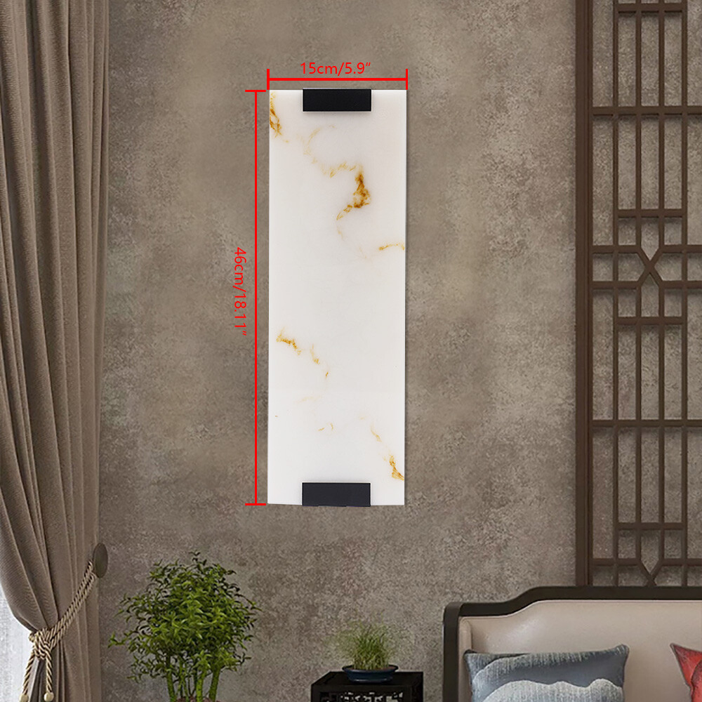 Marble Wall Light Hand Carved Alabaster Rectangular Sconce LED Indoor Wall Lamp