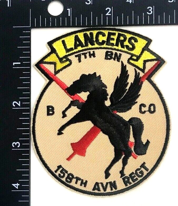 US ARMY B Co 7th BATTALION 158th AVN REGT "LANCERS" PATCH (USA1) HELICOPTER