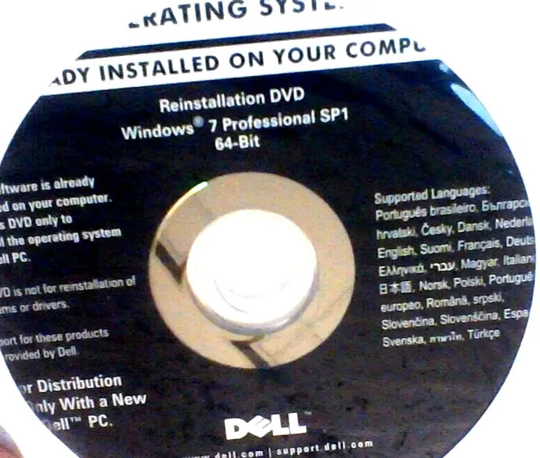 Dell Windows 7 Professional SP1 Reinstallation DVD 64-bit Operating System USED