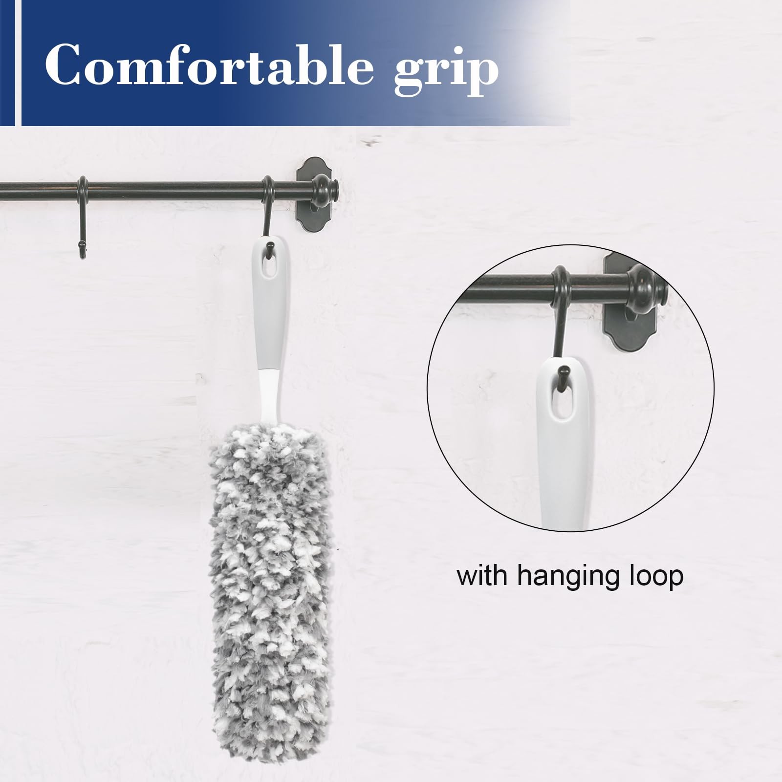 17.3" Handheld Microfiber Dusters for Cleaning-Detachable & Washable Head, fo...