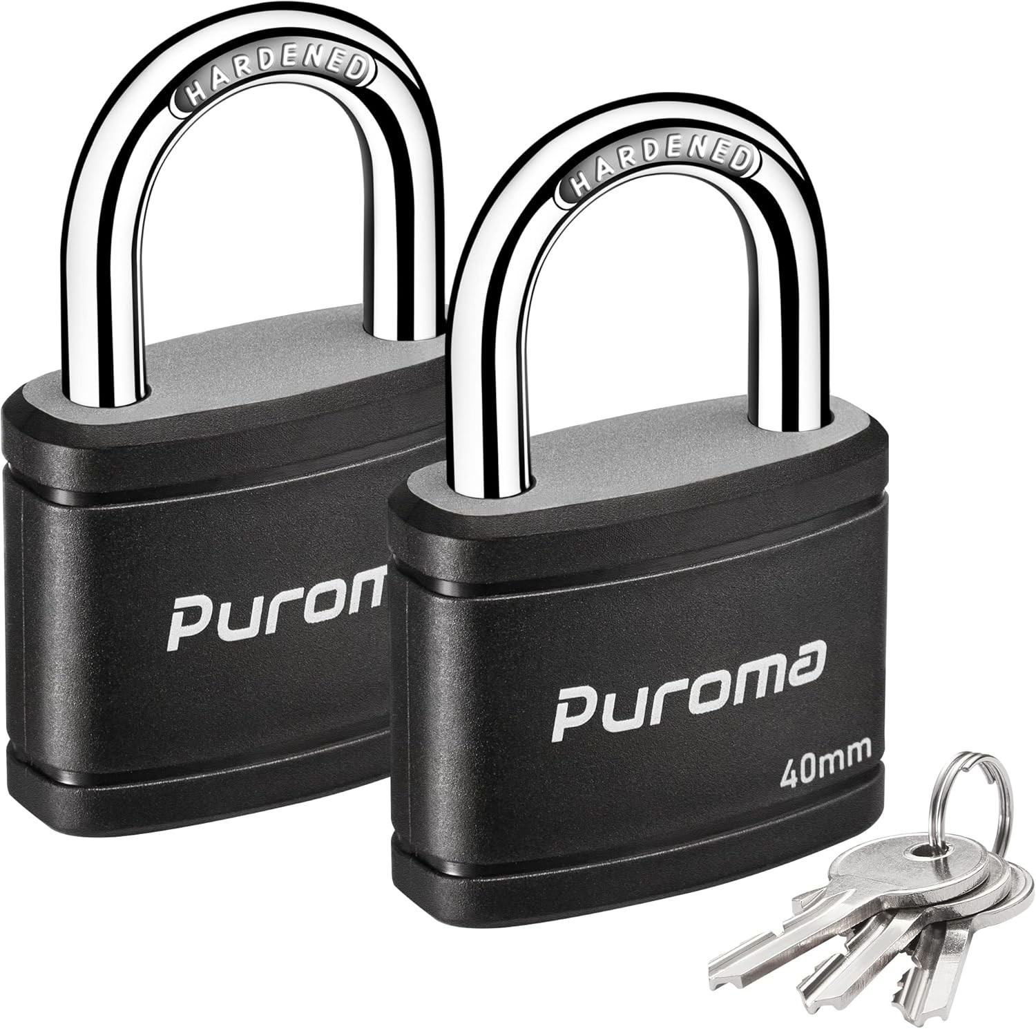 Puroma 2 Pack Keyed Padlock with 3 Keys Alike, 7/8 Inch Locker Lock 40mm Heavy