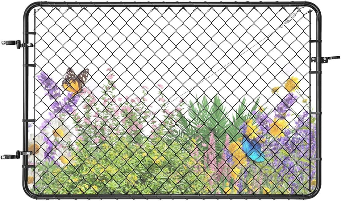 Adjustable Chain Link Fence Gate 6x4FT Galvanized Steel Garden Yard Kit