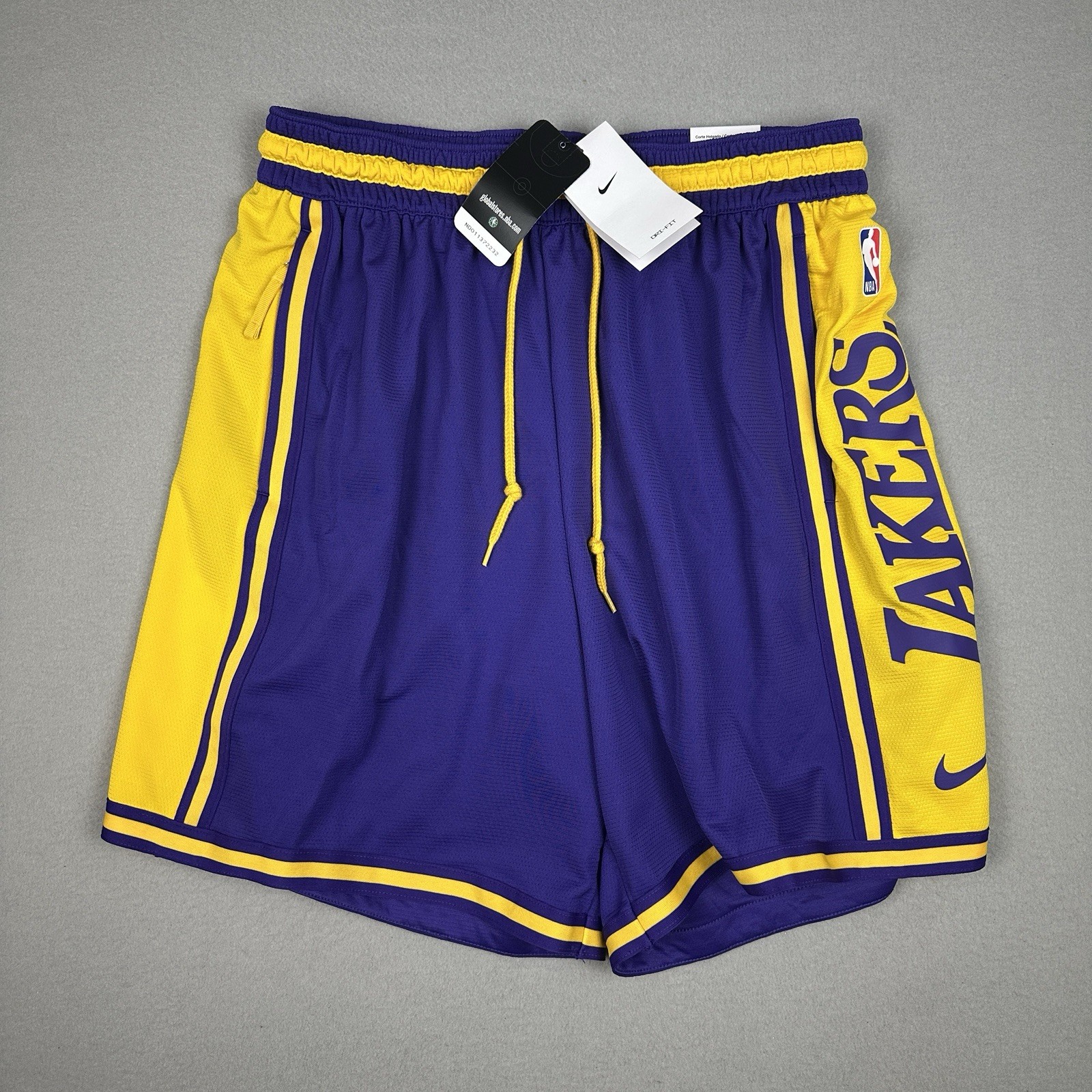 NEW Nike LA Lakers DNA Basketball Shorts Men XL Purple Yellow NBA DZ3680-504 $90