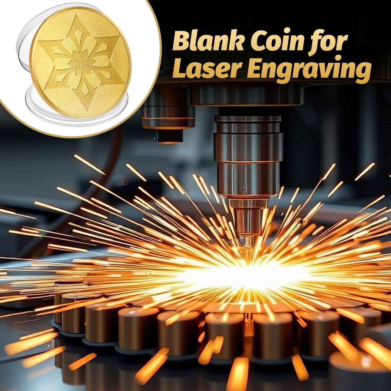 12 Pcs Blank Challenge Coin for Laser Engravable Pattern, 40 Mm Engraving Blanks