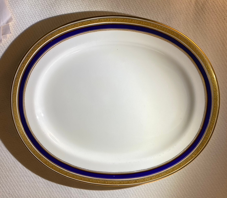 Cauldon 16 1/2" Gold & Cobalt Platter: Potters to Her Majesty England FREE ship