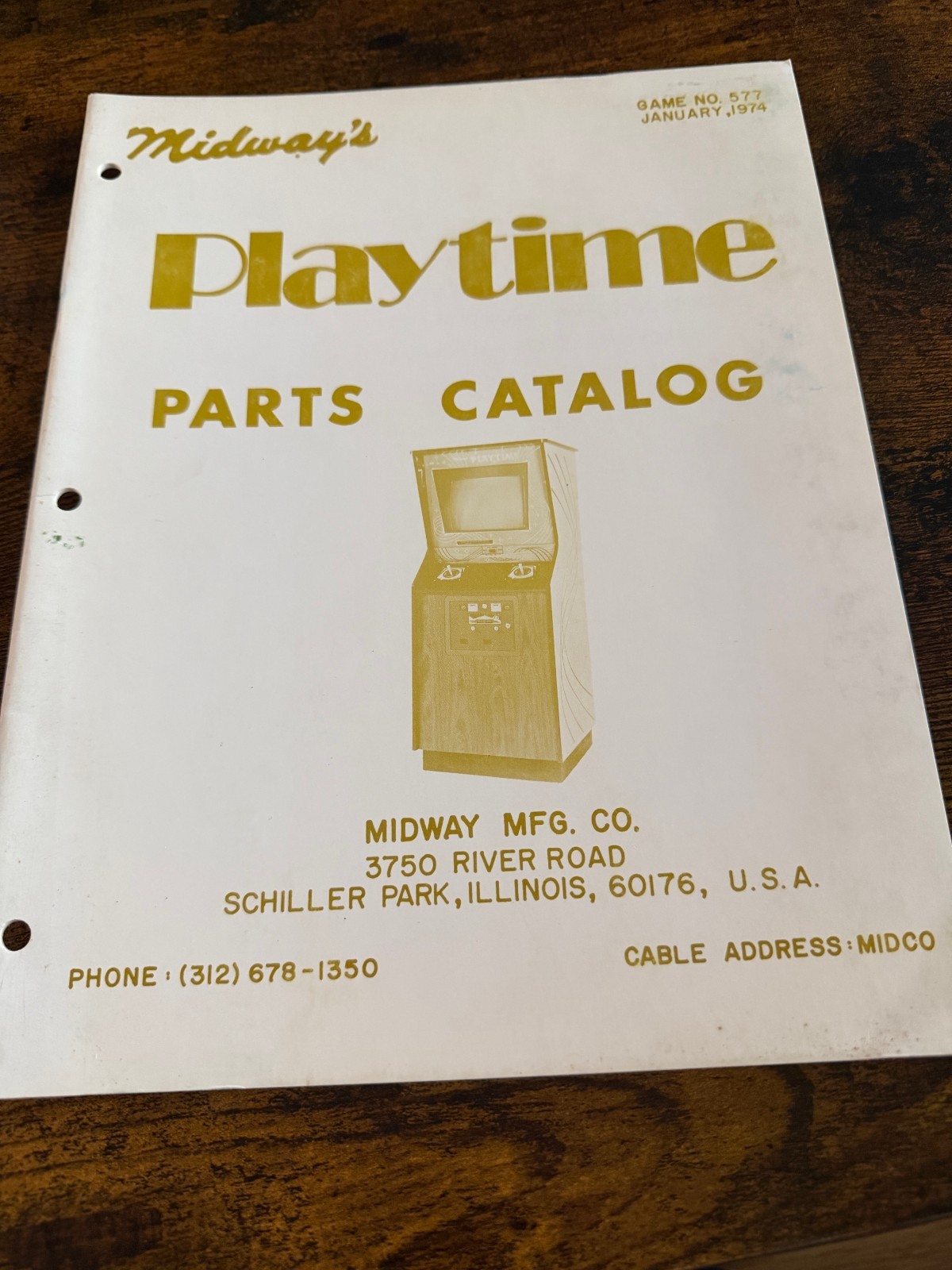 MIDWAY'S PLAYTIME PARTS CATALOG JANUARY 1974 # 577 USED