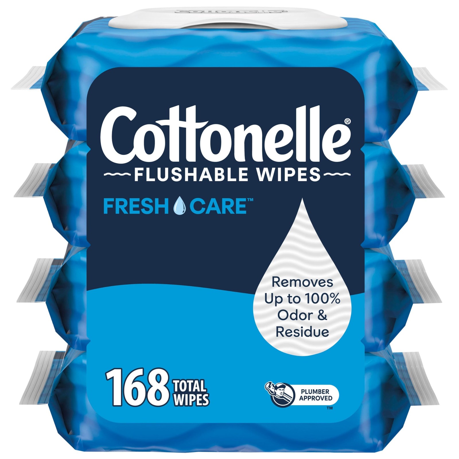 Cottonelle Fresh Care Flushable Wet Wipes, Adult 42 Wipes (Pack of 4), White