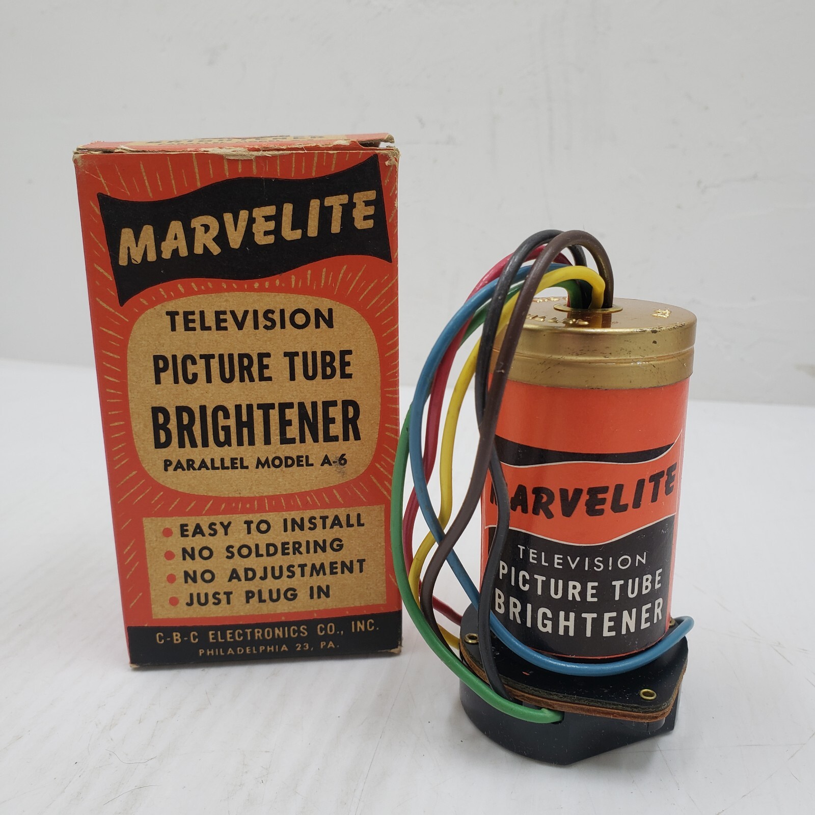 VTG Marvelite Television Picture Tube Brightener Parallel Model A-6 Original Box
